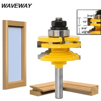 

WAVEWAY 8mm Shank Glass Door Rail & Stile Reversible Router Bit Wood Cutting Tool woodworking Milling Cutting for Wood Tool Bits