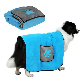 

AUGKUN Dog Bath Towel Cat Bathrobe Blanket Double-sided Super Thin Absorbent Fiber Blanket Dual Use Pet Supplies Drying Towel