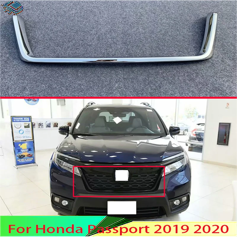 

For Honda Passport 2019 2020 Car Accessories ABS Chrome Front Center Mesh Grille Grill Cover Radiator Strip Trim Decoration