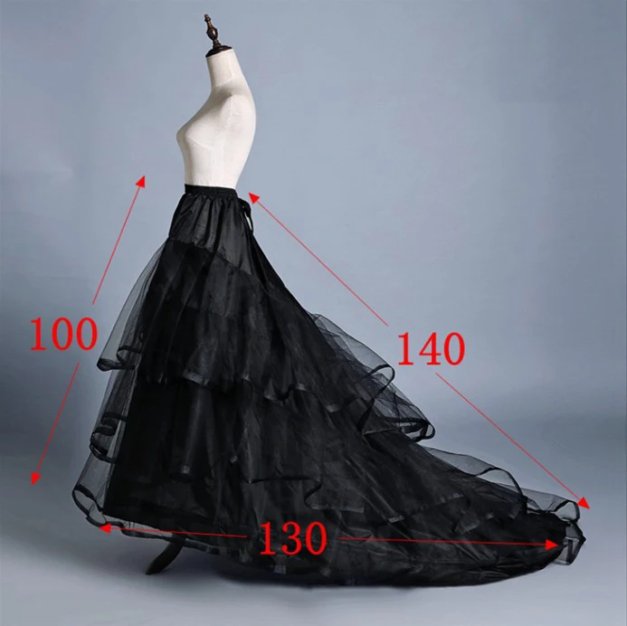 Сермент, черные и белые юбки, два стальных шлейфа, свадебное платье, специальная юбка, Нижняя юбка, жесткой пряжи, свадебные аксессуары - Цвет: Черный