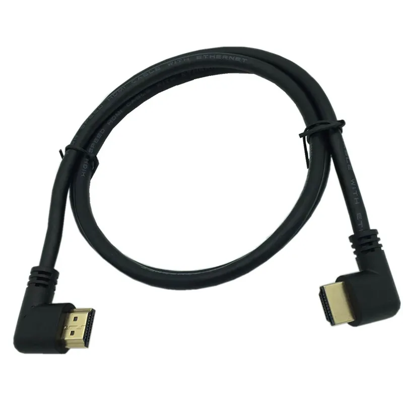 Левый и правый угловой HDMI 2,0 мужчина к HDMI правый левый локоть мужской удлинитель 15 см 50 см 1 м, HDMI 2,0 в Угловой кабель 4K* 2K@ 60 Гц
