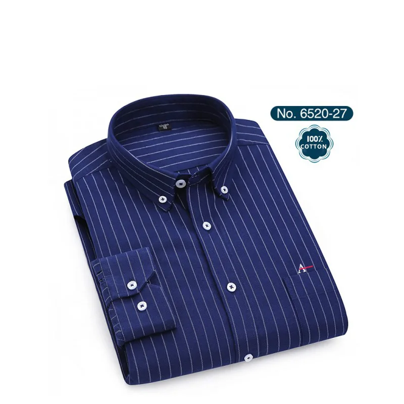 Новинка года. Качественные мужские рубашки в полоску ARAMY Camisa. Мужские рубашки с вышивкой - Цвет: 6520-27(5)