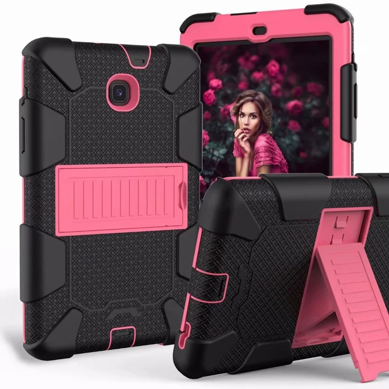 Black and Hotpink Чехол для samsung Galaxy Tab A " SM-T387 T387 чехол противоударный Броня сверхмощный силиконовый Детский защитный чехол для samsung Tab A - Цвет: Black and Hotpink