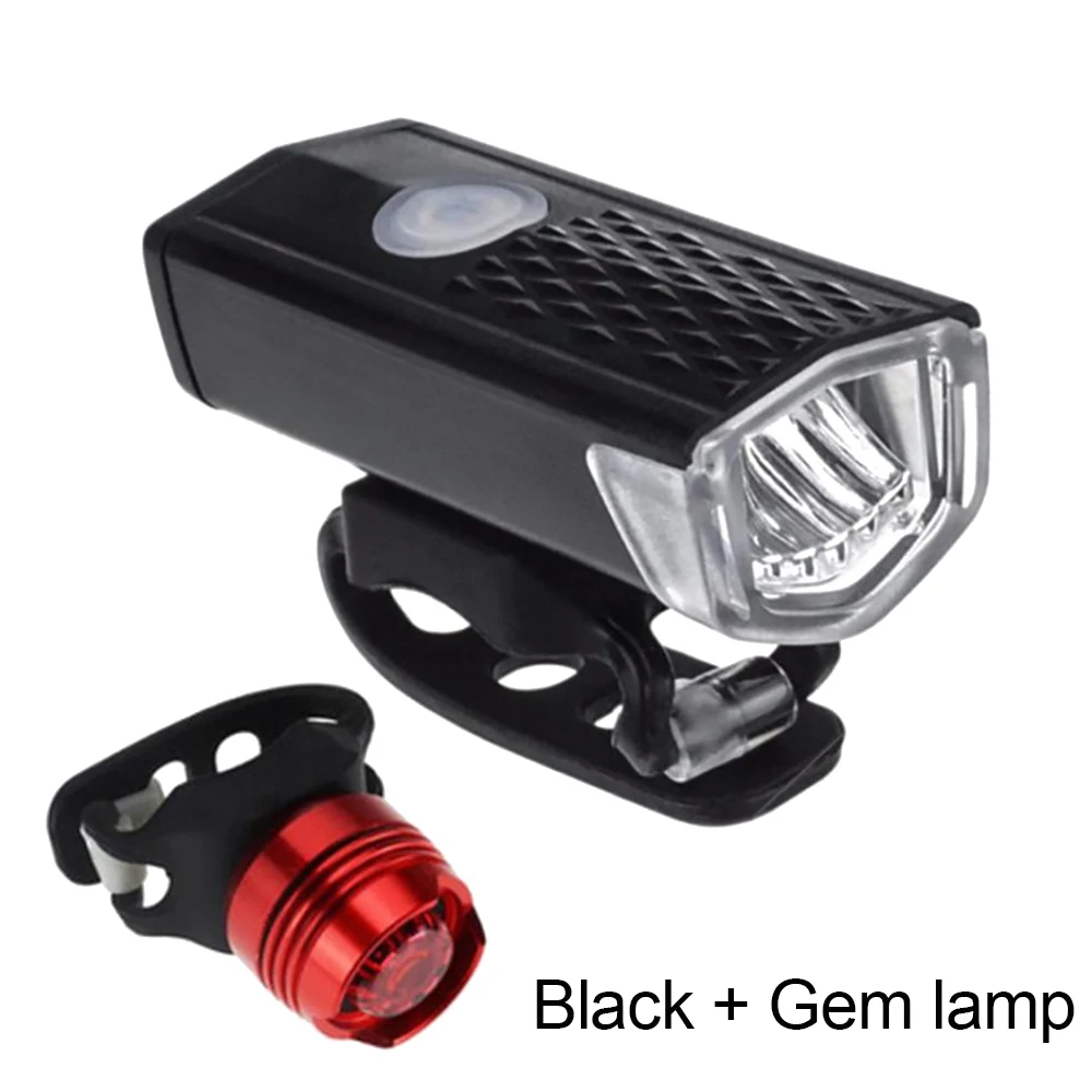 Black and taillight Велосипедный светильник, головной светильник, Перезаряжаемый USB 300 люмен, 3 режима, велосипедный светодиодный светильник-вспышка, передний светильник, велосипедный головной светильник, аксессуары - Цвет: Black and taillight
