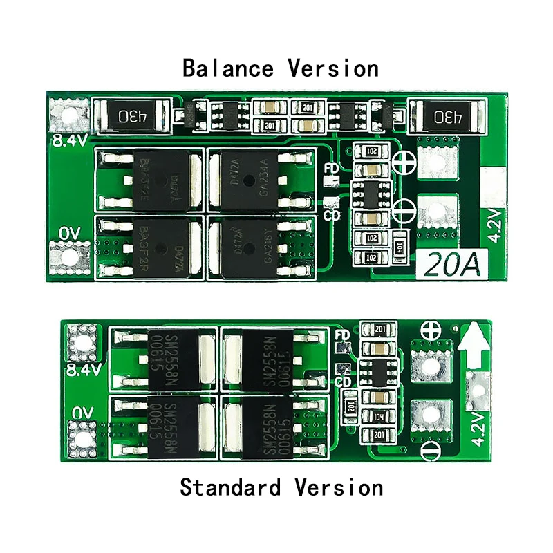 

2S 20A 7.4V 8.4V 18650 Lithium battery protection board/BMS board standard/balance