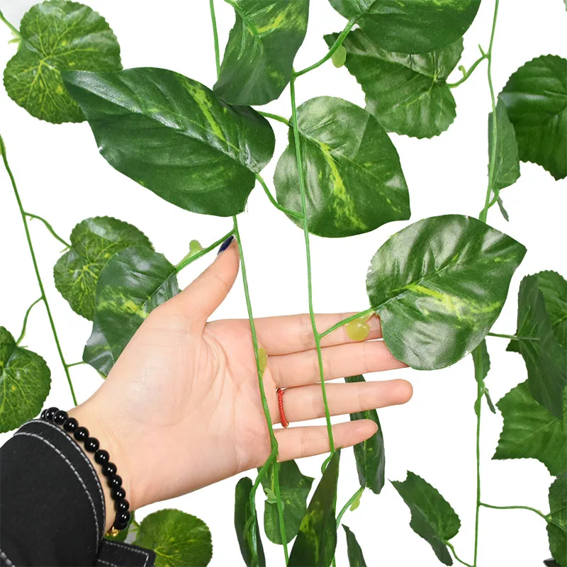 1-50yards 5mm Artificial Ivy Vine leaves Garland Hanging Fake Foliage Hemp Rope 