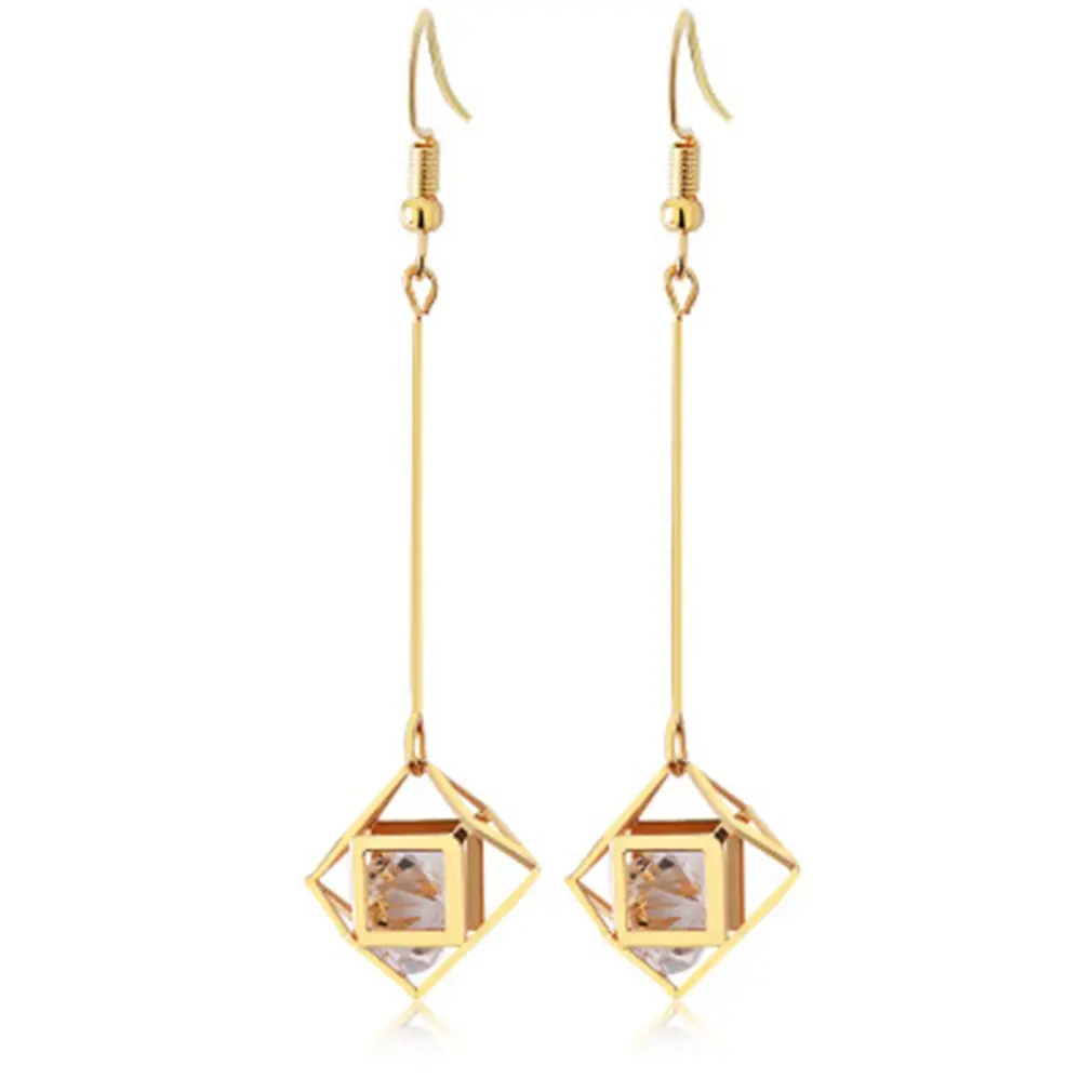 

17040384 European And American Popular Alloy Spherical Hollowed Solid Zircons Earrings For Best Presents