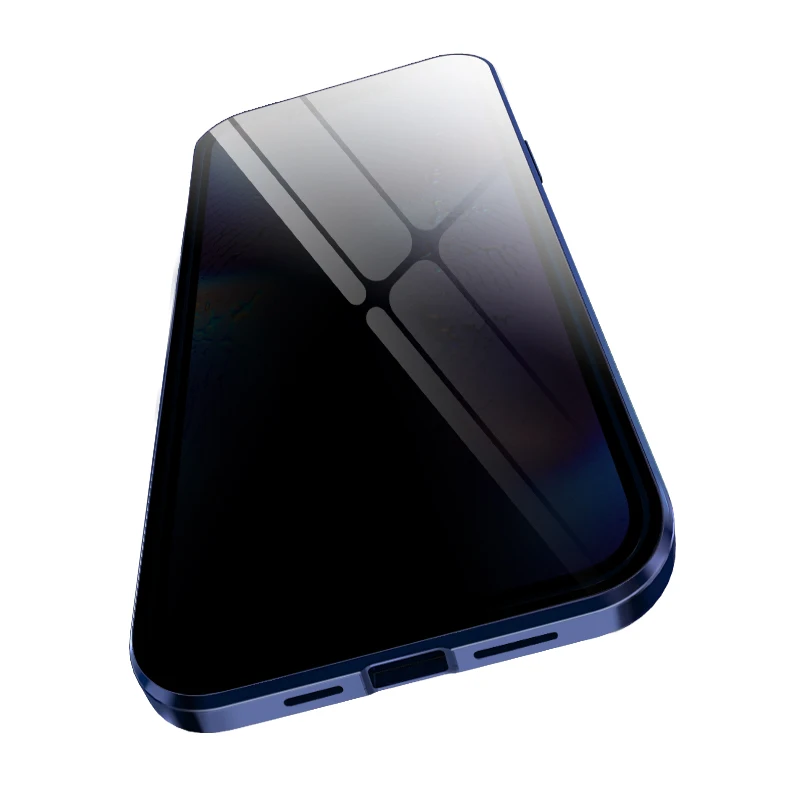 Funda de vidrio templado para móvil, cubierta magnética de Metal antiespía para iPhone 12 Pro Max 7 8 Plus X XS XR XS Max iPhone 11 Pro Max