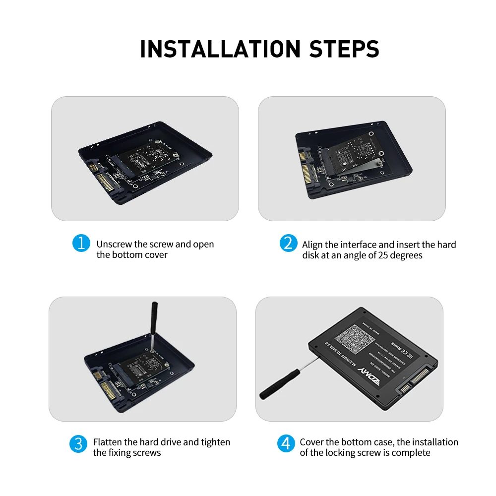MSATA-SATA 3.0 SSD ̽ 2.5 ġ ޴ HDD Ŭ   ī, Ʈ ָ Ʈ ̺,  