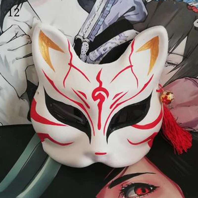 Anime Mask 12 Ручная роспись ПВХ аниме лиса маска для лица на Хэллоуин Косплей стрельба шоу на сцене прямая трансляция украшение дома Половина маска для лица - Цвет: Anime Mask 12