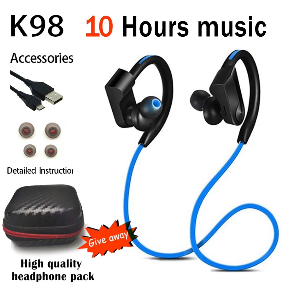 best workout earbuds Sports Bluetooth-compatible Earphone Wireless Headphones Stereo Headset K98 K100 Wireless Earbuds HiFI Bass Hands-Free With Mic hyperx headsets