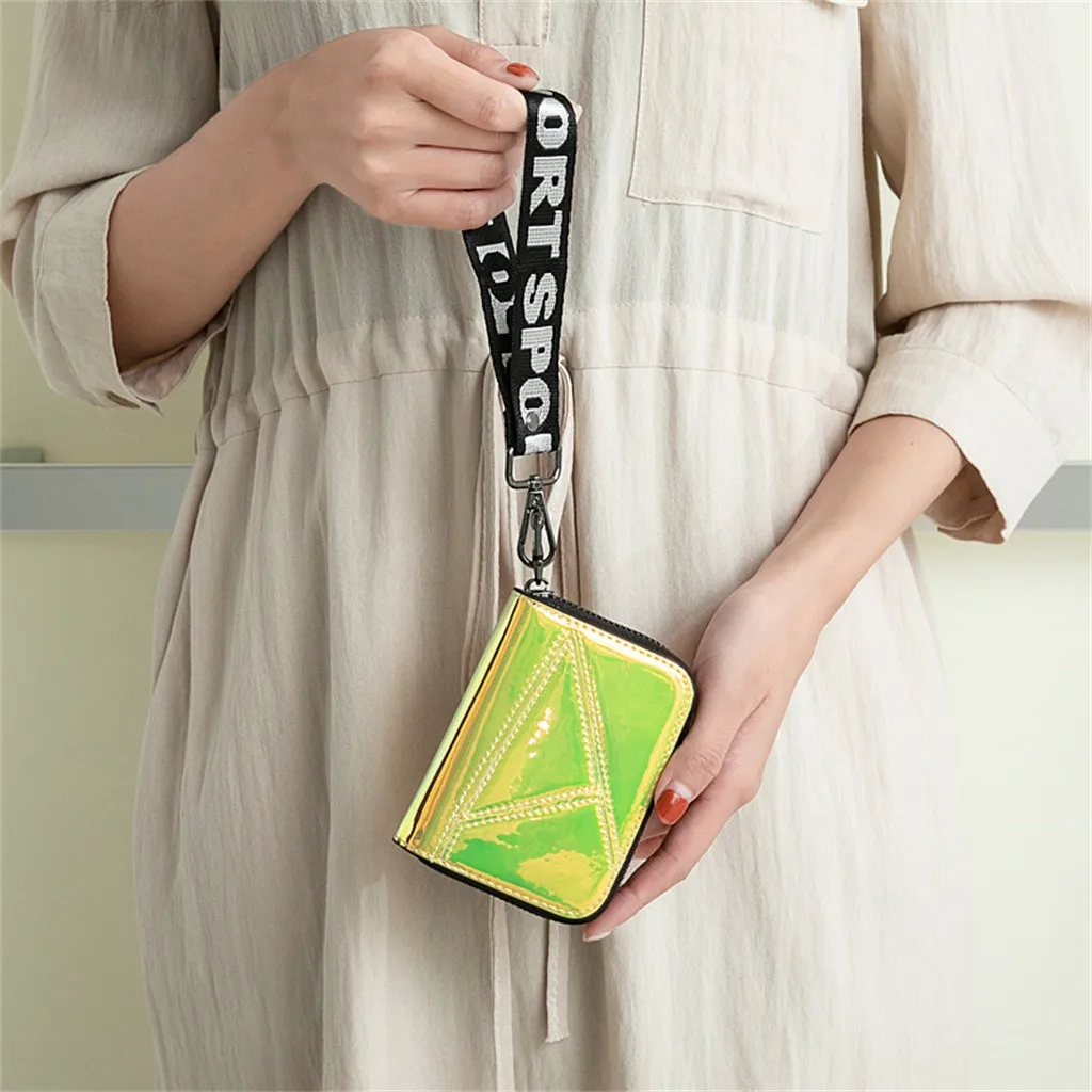 

Small Wallet Women Short Multifunction Purses Ladies Money Bag Korean Female Holographic Wallet 2019 Walet Slim Vallet
