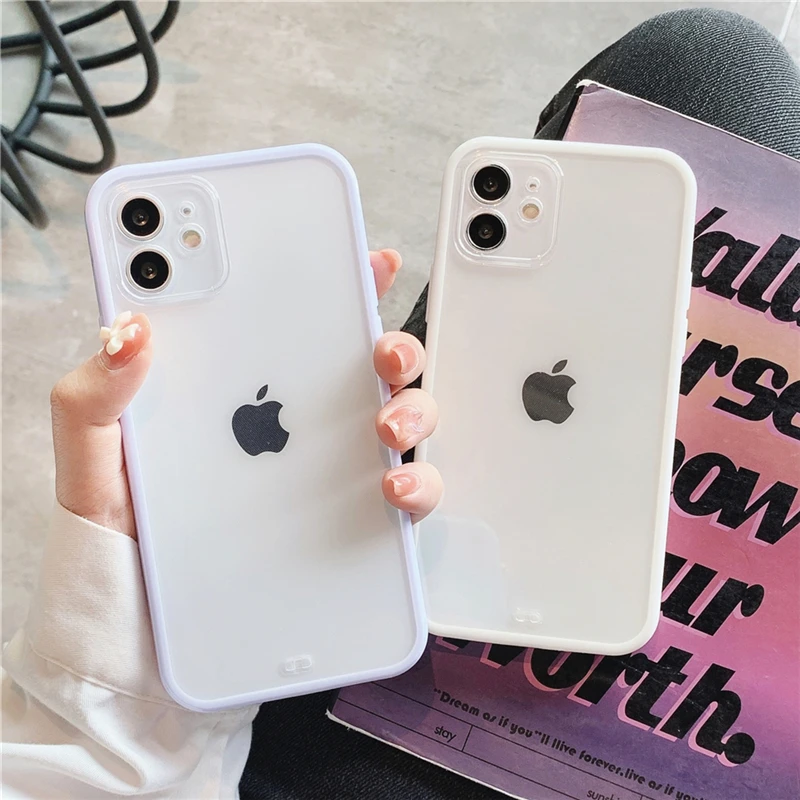 Candy Color Border Phone Case For Iphone 13 12 11 Pro Max Xs Max Xr X 7 8 Plus Se Transparent Camera Protection Soft Cover Mobile Phone Cases Covers Aliexpress