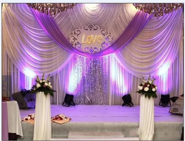 

20ft*10ft Luxury Wedding backdrop with swags event and party fabric wedding backdrop curtains including middle sequin