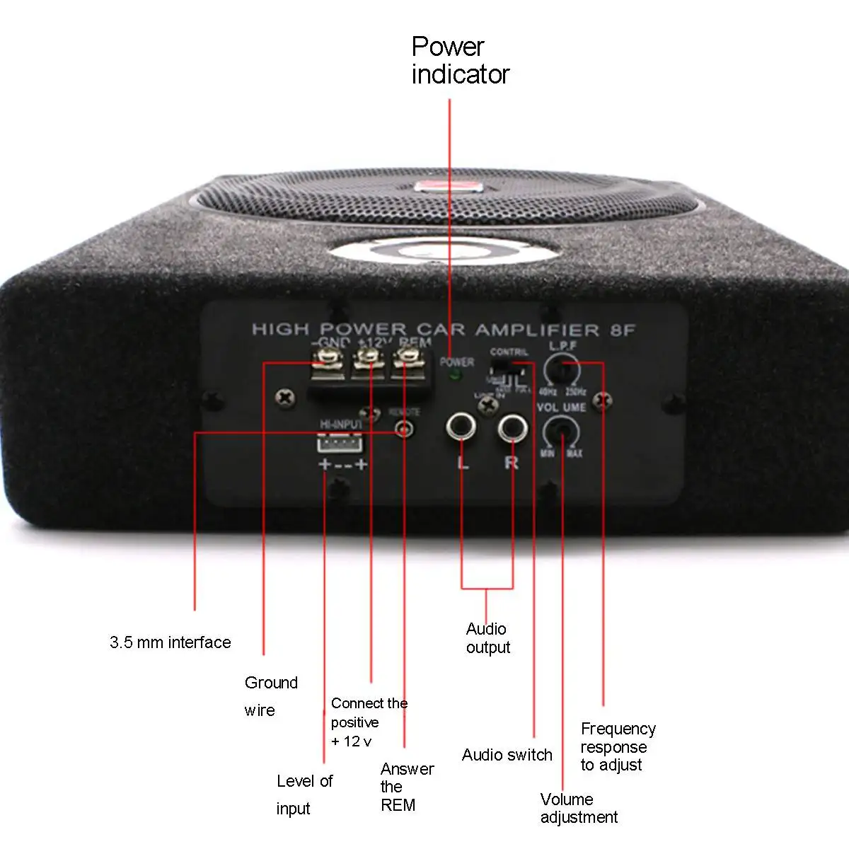 US $51.20 600W 8 Inch Car Subwoofer Speaker Alloy Shockproof Power Amplifier Car Universal Stereo High Fidelity Car Audio Music Player