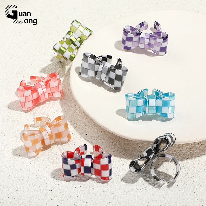GongLong Resin Open Rings Set for Women Bow-knot Finger Rings Adjustble Jewelry