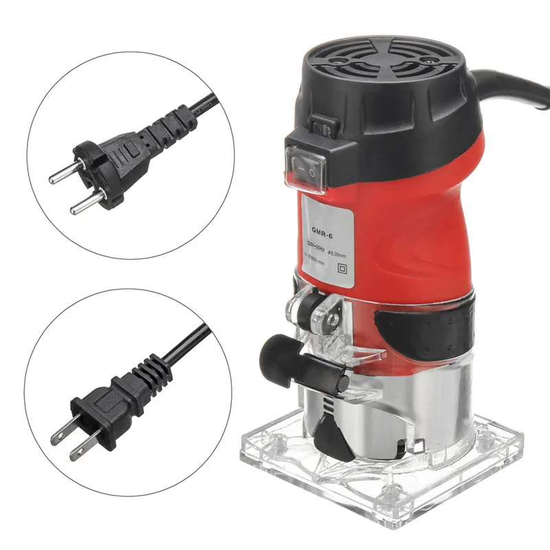 

Max Power 2200W 30000rpm Electric Trimmer for Woodworking 6.35mm 1/4" Laminate Router Bit Wood Milling Carving Trimming Machine