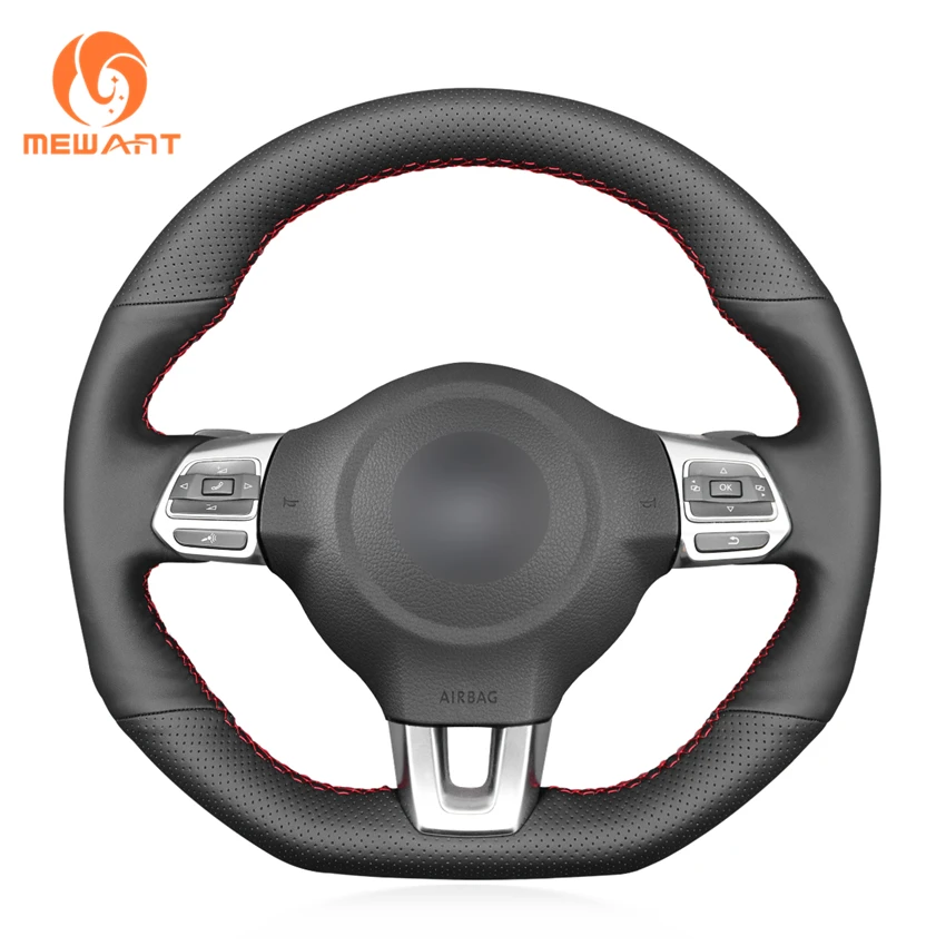 Чехол на руль MEWANT из черной искусственной кожи для Volkswagen VW Golf 6 (VI) GTI Polo (R-Line) Scirocco