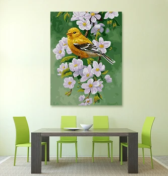 

DIY Coloring paint by numbers Birds in flowers paintings by numbers with kits 40x50 framed