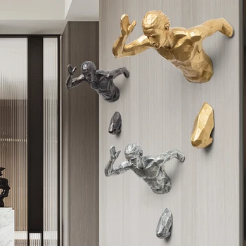 

CREATIVE SCULPTURE RUNNING MAN RACING AGAINST TIME FGURINE WALL DECORATION EMBOSS 3D FIGURES HOME DECOR WALL HANGING ORNAMENT