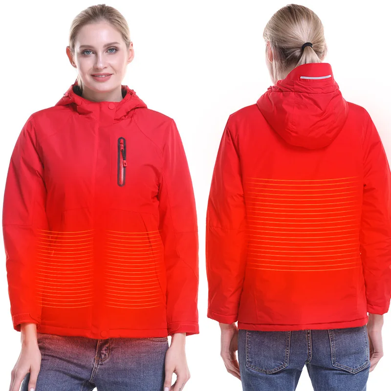

Winter Warm Heating Jackets Women Intelligent Thermostat Hooded Heated Clothing Men's Waterproof Fishiing Hiking Fleece Jackets
