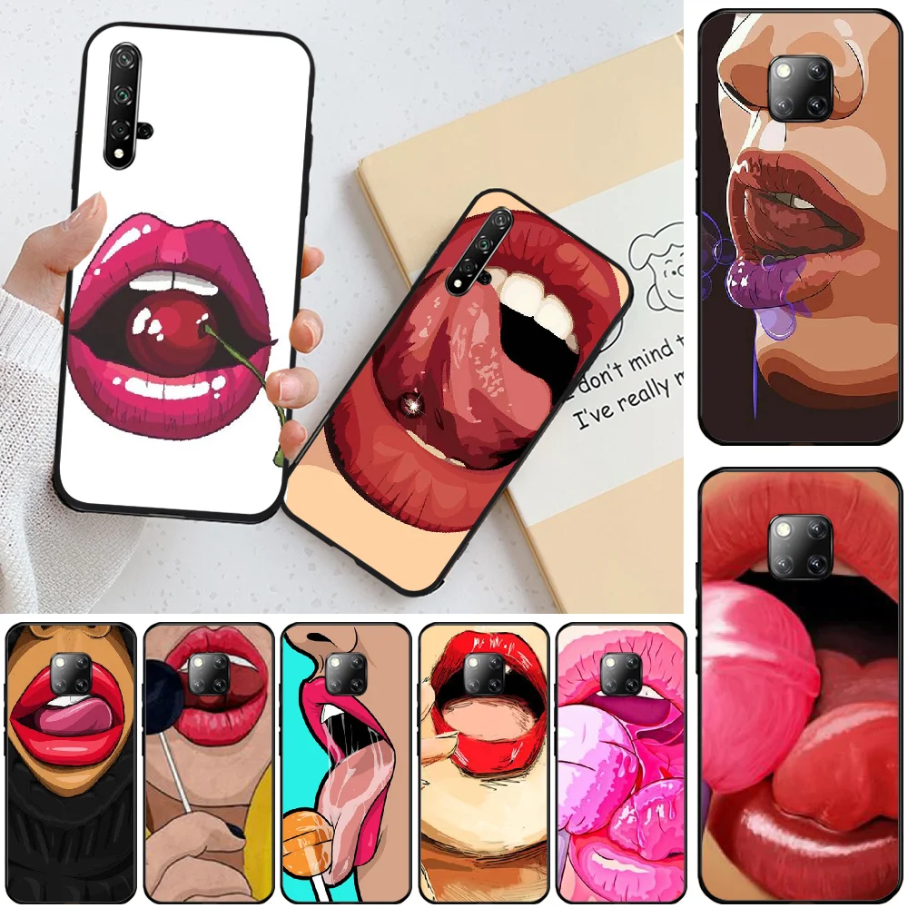 Чехол для телефона ByLoving Painting style sexy lips из мягкого силикона и ТПУ Honor 20 20lite view20 7C 8C 7A
