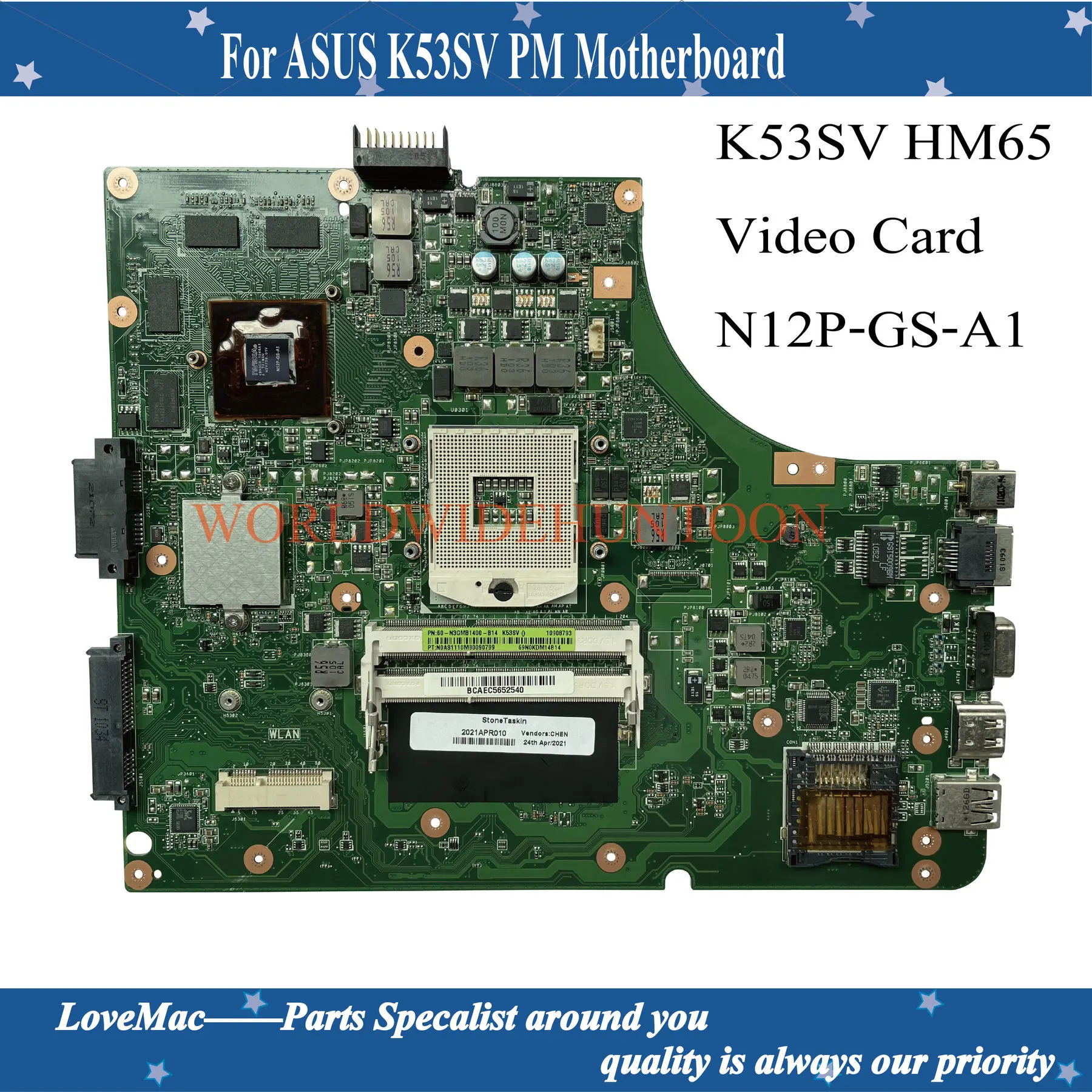 Placa base K53SV para Asus K53S, A53S, K53SV, K53SJ, P53SJ,