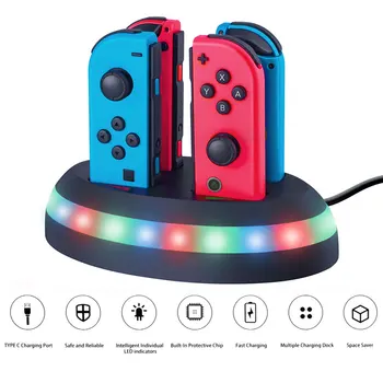 

Nintend Switch Charging Dock Station Charger 4 in1 LED Joy Con Charger Stand For Nintend Switch Joy-Con Controllers Accessories