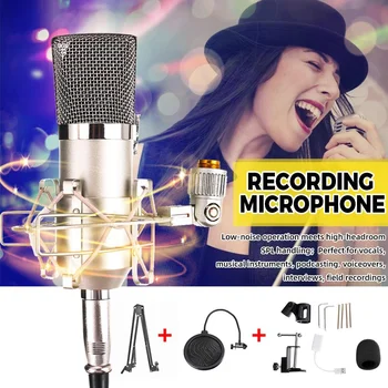 

Professional BM700 Condenser Microphone Studio Wired Computer Mic KTV Singing Studio Recording Microphone Kit with Filter