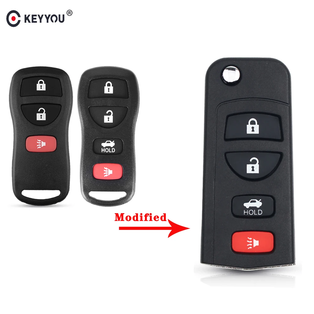 

KEYYOU 2/3 Button Modified Car Filp Remote Key Shell For NISSAN Pathfinder Titan Versa Maxima Frontier Xterra Murano INFINITI