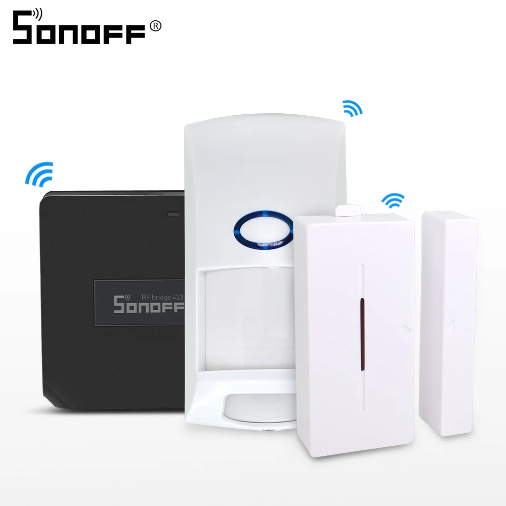 SONOFF мост RF 433 МГц Wi-Fi беспроводная Замена DW1 датчик двери окна пир2 датчик движения сигнализация системы безопасности дома Google - Комплект: Bridge dw1 pir2