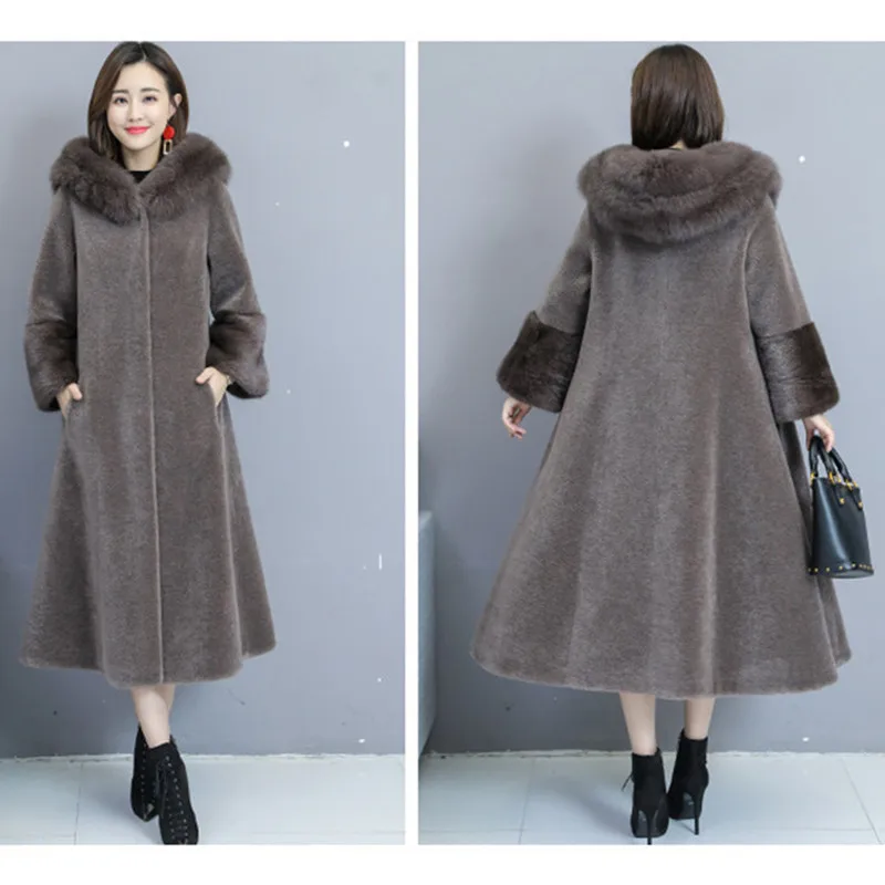 ladies parka coats Plus Size Winter Elegant 2019 Thick Warm Coats Single Breasted Fur Hooded Long Coats for Ladies bubble coat women