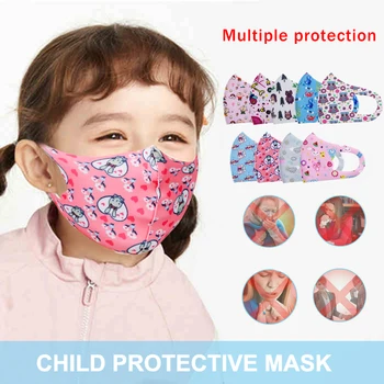 

5Pcs PM2.5 Children Anti-pollution Mask Boys Girls Cartoon Mouth Face Masks Kids Anti-Dust Breathable Earloop Washable Reusable