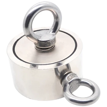 

Strong Powerful Neodymium Magnet Round Hook Salvage Magnet Sea Fishing Holder Pulling Mounting Pot with Ring 48Mm
