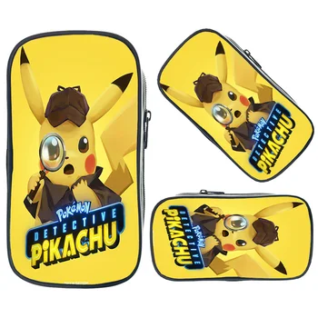 

Pokemon Detective Pikachu Cosmetic Bag Pencil Case Large Capacity Stationery Storage School Supplies Makeup Bag for Girls Women
