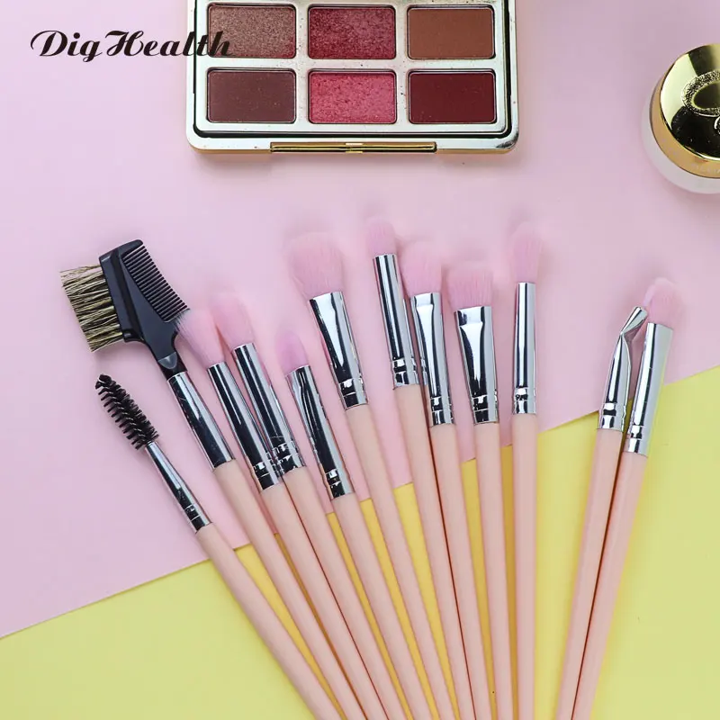 

Dighealth 12Pcs Woman Makeup Brushes Set Eye Shadow Powder Blusher Eyeliner Eyelash Lip Make Up Brush Cosmetic Beauty Tool Kits