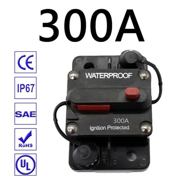 30A 40A 50A 60A 70A 80A 100A 120A 150A 200A 250A 300A AMP Circuit Breaker Fuse Reset 12-48V DC Car Boat Auto Waterproof 300A