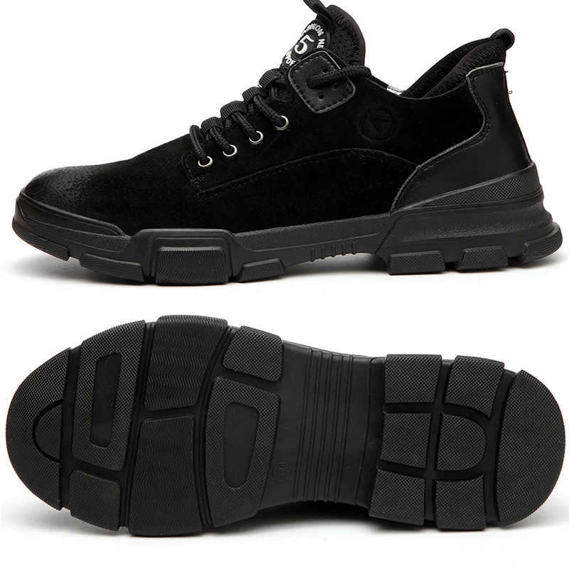 JACKSHIBO/Безопасная рабочая обувь для мужчин; зимние ботинки из коровьей кожи с защитой от разбивания; ботинки со стальным носком; мужские рабочие ботинки