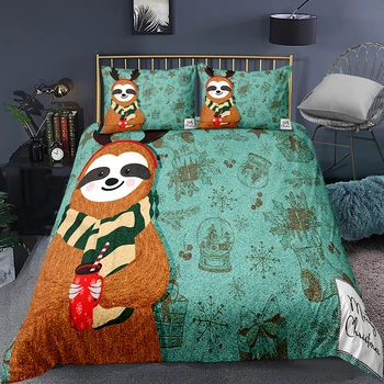 

Home Textile Cute Sloth Animal Soft Duvet Cover Enjoy Christmas Bedding Set Single Double Bed Set Kids Boys Girls Room Bedspread