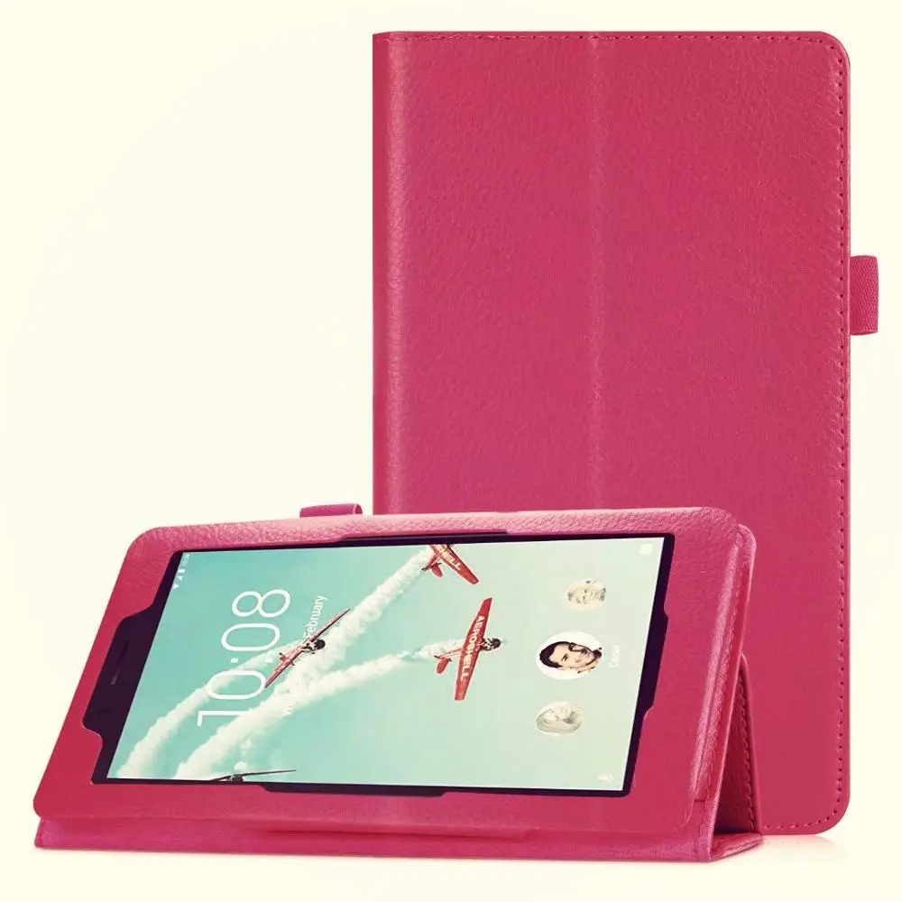Розово-красный SZOXBY для lenovo Tab E7 TB-7104F из искусственной кожи 7 дюймов чехол для планшета ПК анти-падение кронштейн Hockproof противоударный чехол-подставка - Цвет: Розово-красный
