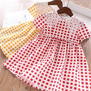 

6257 Embroidery Stripe Print Princess Baby Girl Dress 2020 Summer Party Wedding Kid Dress For Girl Wholesale Children Clothes