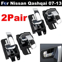 Manija de puerta Interior cromada izquierda y derecha para Nissan Qashqai J10, 2007, 2008, 2009, 2010, 2011, 2012, 2013, 80670JD00E, 80671JD00E, 4 Uds.
