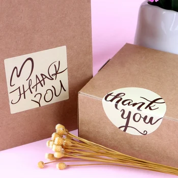 

20 Sheet/160pcs Gold Thank you Love Round Black Handmade Cake Packaging Sealing Label Kraft Sticker Baking Stationery Sticker