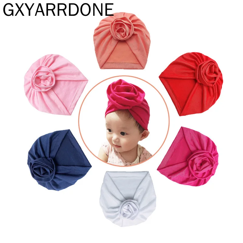 

2019 New Newborn Baby Kids Boys Girls Donuts Turban Cap Beanie Flower Bow Knot Wrap Hats Milk Fiber Beanie Caps Accessories