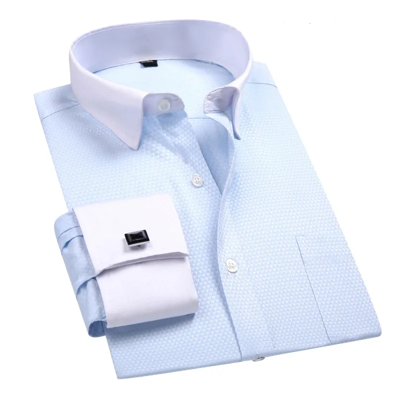 2020 New Arrival French Cuff Men's Shirt White Dress Shirt Long Sleeved Man Formal Solid Man Clothing camisa masculin DS190 2020 New Arrival French Cuff Men's Shirt White Dress Shirt Long Sleeved Man Formal Solid Man Clothing camisa masculin DS190