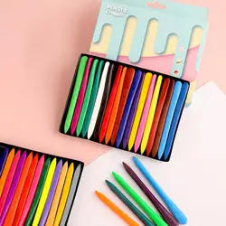 1 Set Safe Wax Crayons for Kids Smoothly Comfortable Grip Crayon Wax Practical Dual-head Use Painting Crayon for Kids