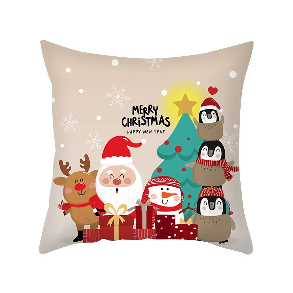 Merry Christmas Pillowcase Decorative Soft Fabric Linen Pillow Case 45*45cm For Living Room Bedroom Sofa Cushion Cover 19OCT15