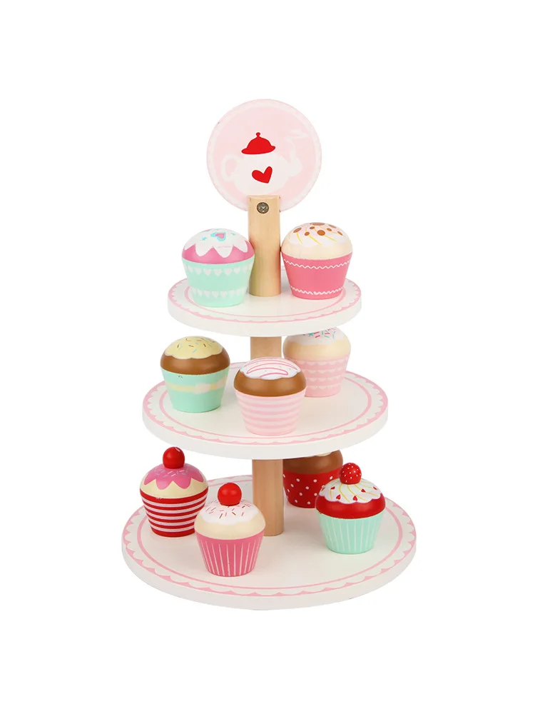 Дети ролевые игры Еда деревянный день рождения торт игрушки набор послеобеденный чай десерт модель родитель-ребенок Взаимодействие игрушка