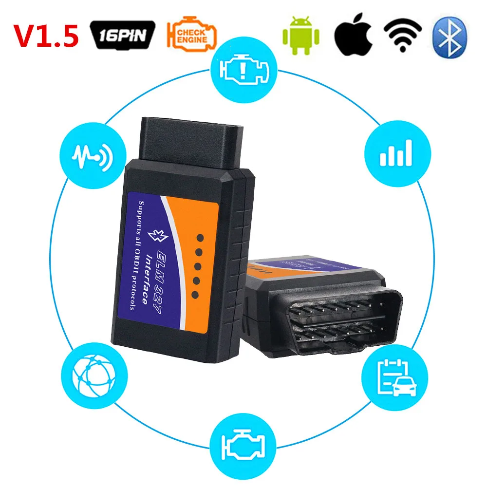 OBD2 II сканер ELM327 V1.5 Wifi Bluetooth считыватель кодов диагностический инструмент для Volkswagen VW Audi BMW Citroen peugeot Lincoln OBD2 II сканер ELM327 V1.5 Wifi Bluetooth считыватель кодов диагностический инструмент для Volkswagen VW Audi BMW Citroen peugeot Lincoln