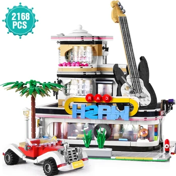 

Technic Creative City Street Architecture Building Block Music Club Guitar Houses Bricks Education Toys Birthday Gift For kids